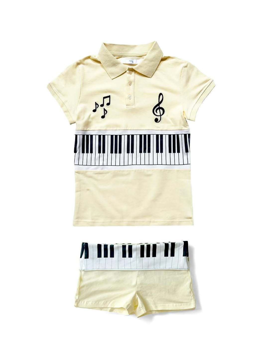 Damen Poloshirt und Shorts Set mit musikalischem Design Echo Archiv