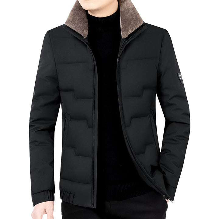 Herren Slim-Fit Wattierte Übergangsjacke mit weichgefüttertem Stehkragen und verdecktem Reißverschluss – Marzano