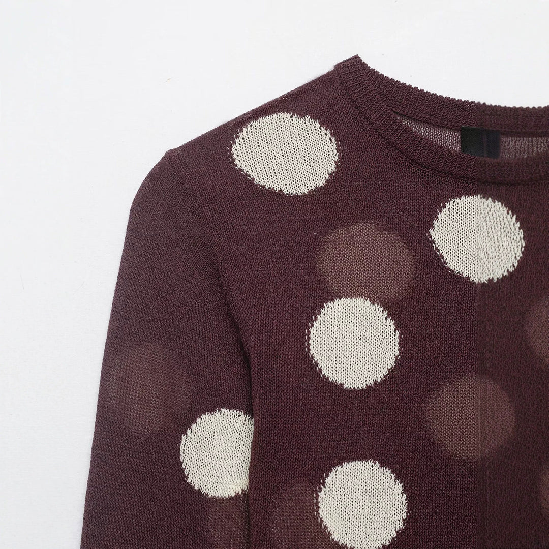 Damen Leichter Polka-Dot Feinstrickpullover mit Rundhals und Relaxed-Schnitt Echo Archiv