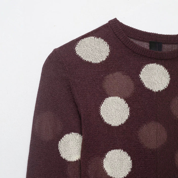 Damen Leichter Polka-Dot Feinstrickpullover mit Rundhals und Relaxed-Schnitt Echo Archiv