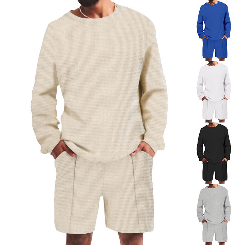 Herren lässiges Freizeit-Set mit strukturiertem Oberteil und komfortablen Shorts Echoarchiv