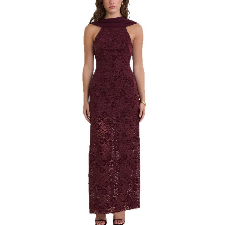 Damen Elegantes Maxikleid mit raffinierter Spitzenverzierung und schickem Halterneck Echo Archiv