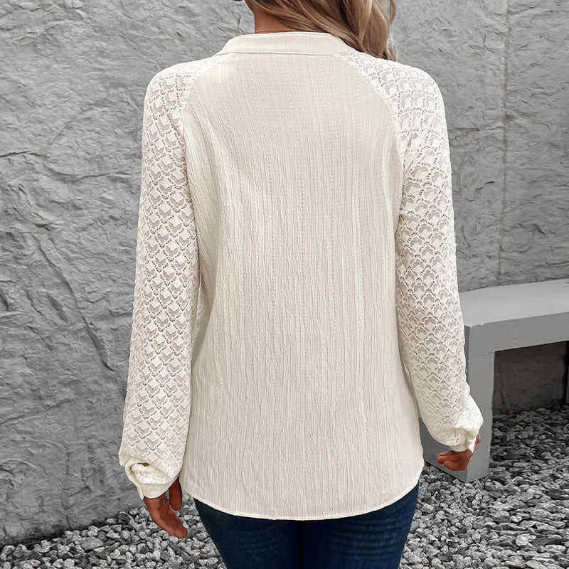 Damen Verspielte Bluse mit Spitzenärmeln Echo Archiv