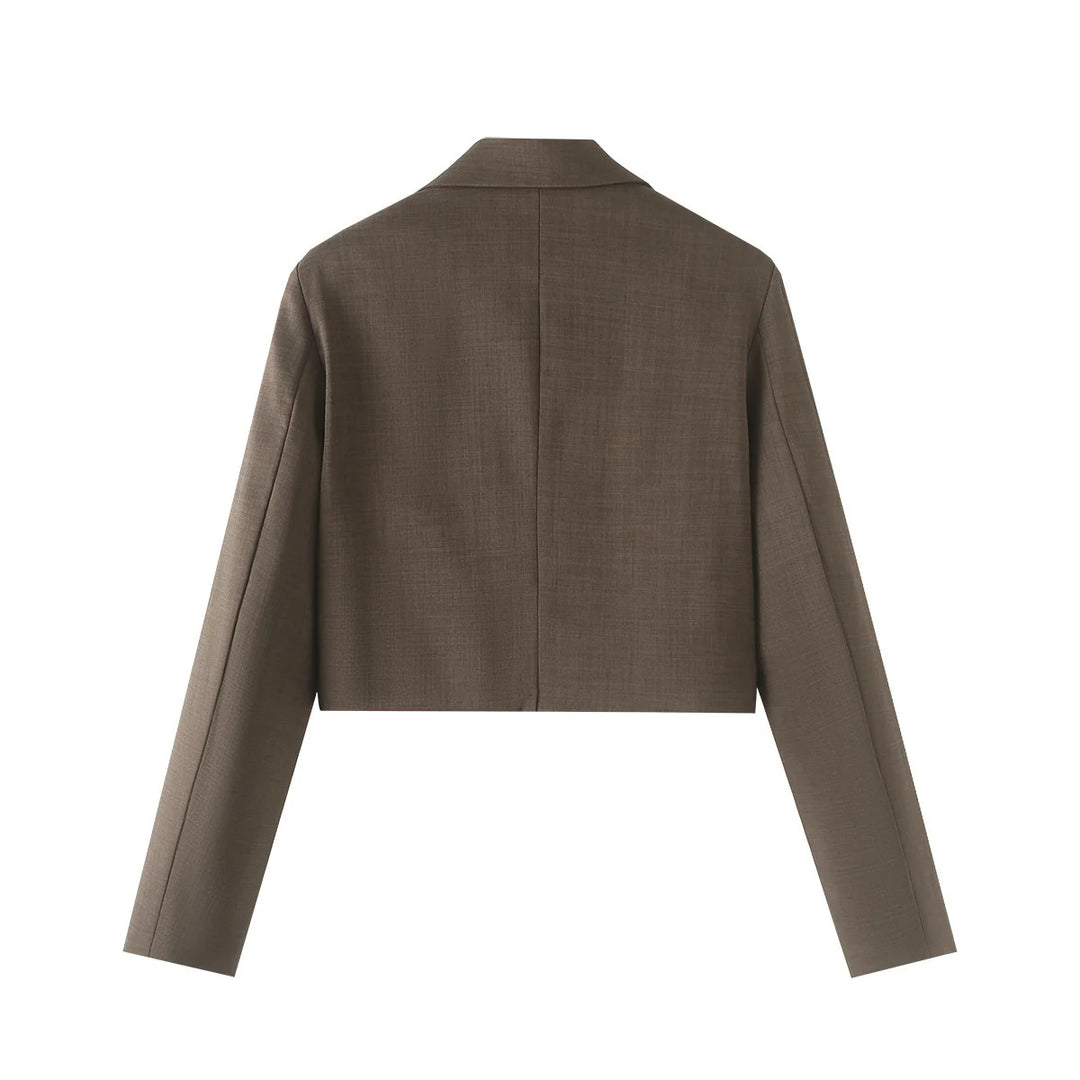 Damen cropped Reversblazer-Set mit kurzem Sakko und Highwaist Weitbein-Hose – Valéne