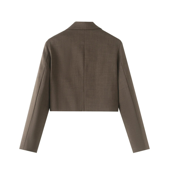Damen cropped Reversblazer-Set mit kurzem Sakko und Highwaist Weitbein-Hose – Valéne