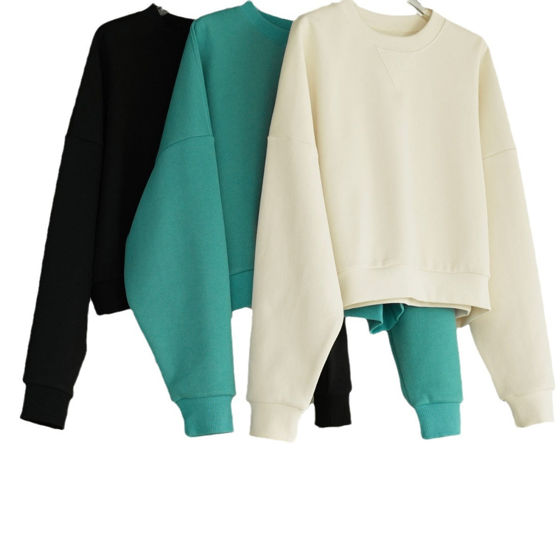 Damen Kurzes Oversize-Sweatshirt mit Raglanärmeln und Rippbündchen Echoarchiv