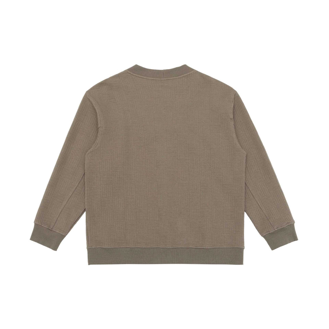 Unisex Waffelstruktur-Cardigan mit V-Ausschnitt, Knopfleiste und aufgesetzten Eingrifftaschen Echoarchiv