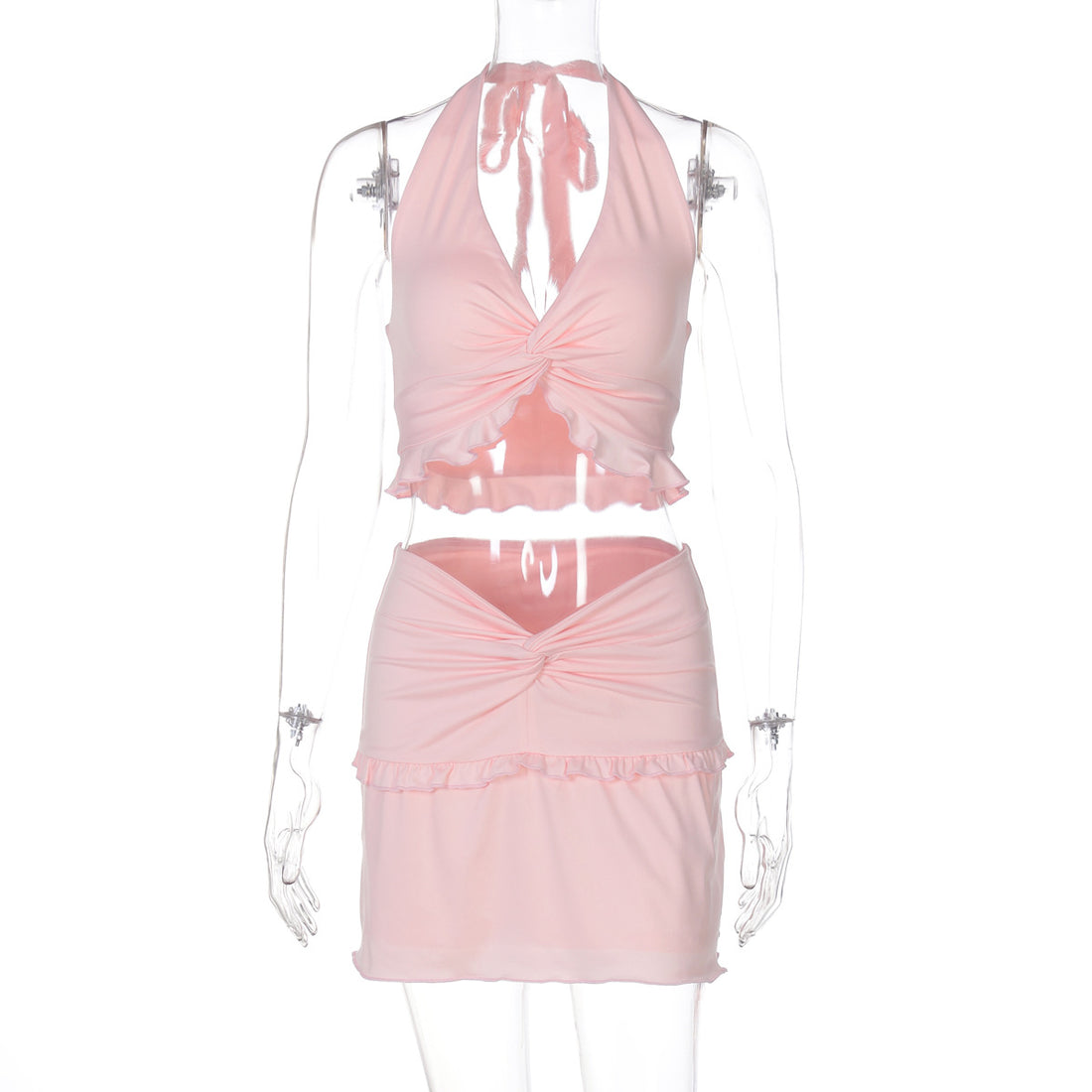 Damen Verspieltes Crop-Top und Minirock Set – Élanora
