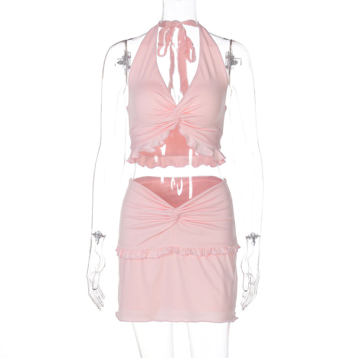 Damen Verspieltes Crop-Top und Minirock Set Echo Archiv