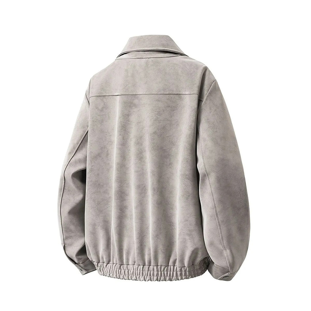 Herren Boxy-Übergangsjacke mit Velours‑Optik, verdecktem Reißverschluss & variablem Kragen Echoarchiv