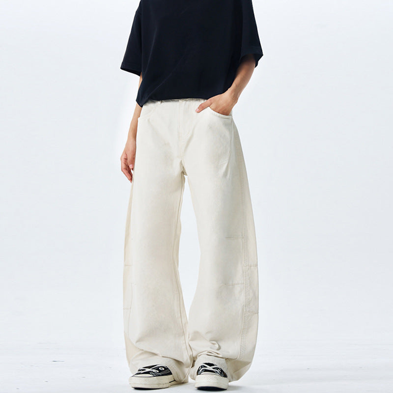 Damen Ultraweite Baumwoll-Canvas Palazzo-Hose mit elastischem Bund und Utility-Nähten Echo Archiv