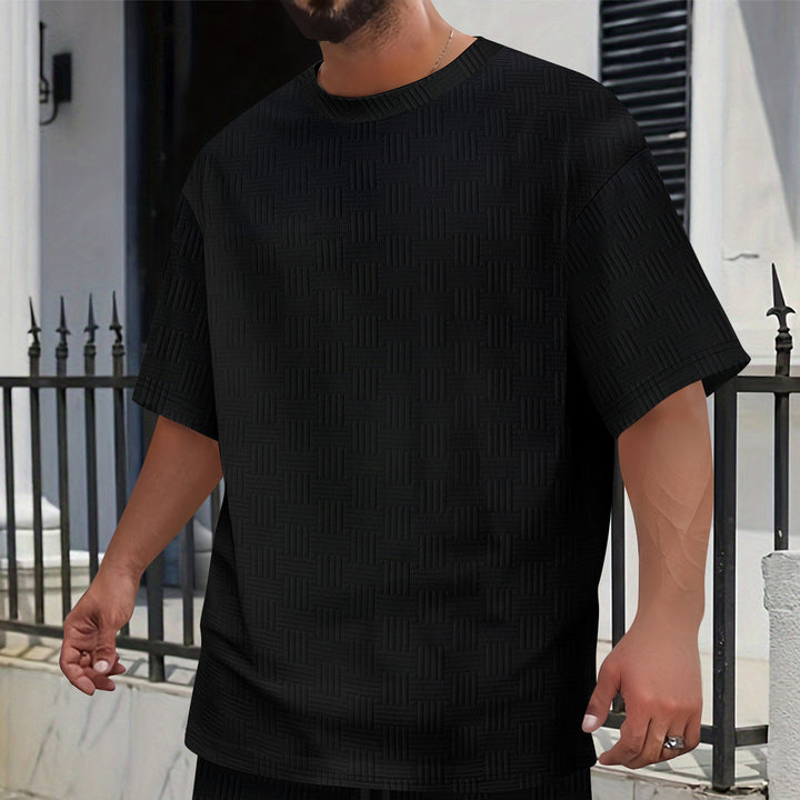 Herren lässiges T-Shirt mit strukturiertem Design und Übergröße Echoarchiv