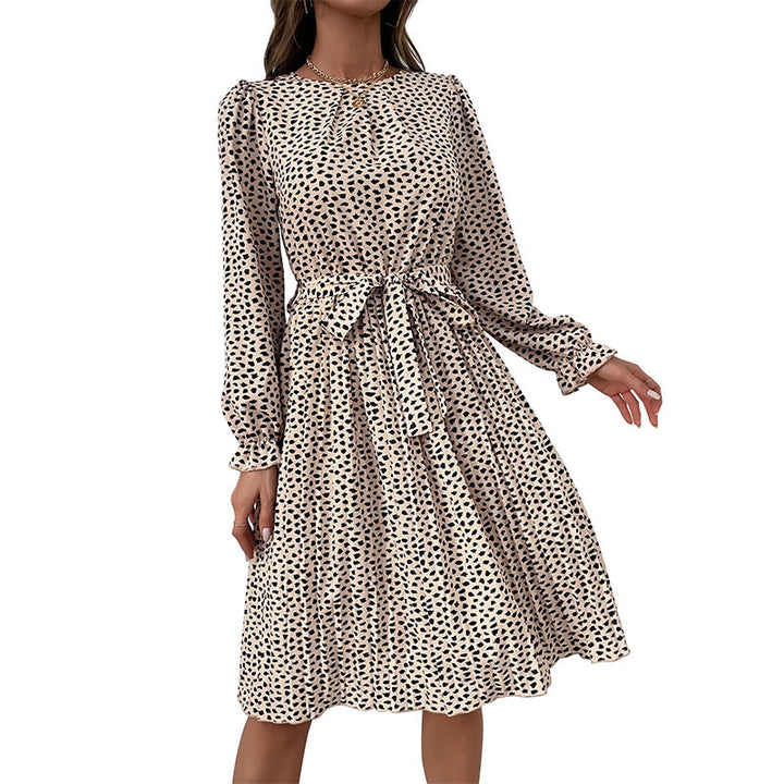 Damen Midikleid mit geraffter Taillenbinde und Plissée-Rock Echoarchiv