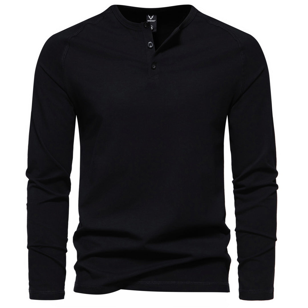 Herren nan langärmeliges Henley-Shirt aus Baumwollmischung mit Knopfleiste und schmaler Schnitt Echo Archiv
