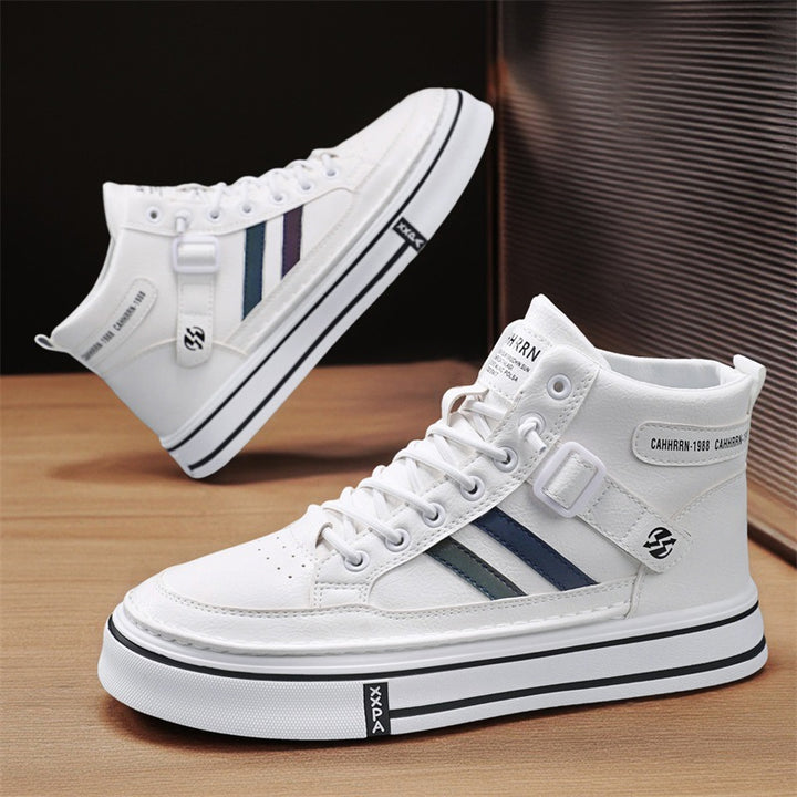 Unisex Mid-Top Street-Sneaker mit verstärkter Cupsohle, dekorativem Gurt und gepolstertem Knöchelkragen – Norré