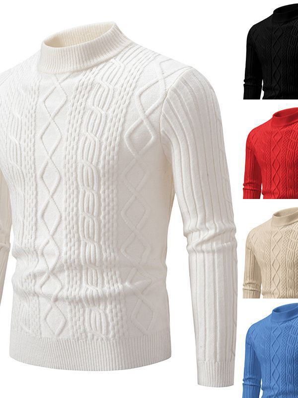 Herren Rollkragenpullover mit strukturiertem Rippdesign Echoarchiv