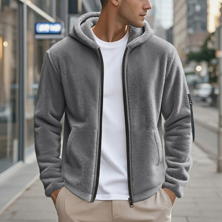 Herren Fleecejacke mit Kapuze und praktischen Reißverschlusstaschen Echoarchiv