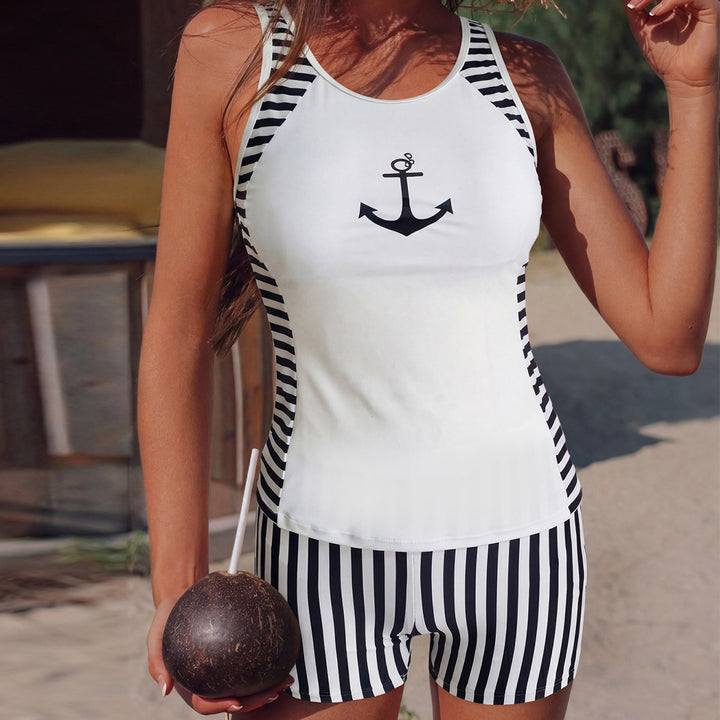 Damen Sportshirt mit hoher Taille und maritimem Design Echo Archiv