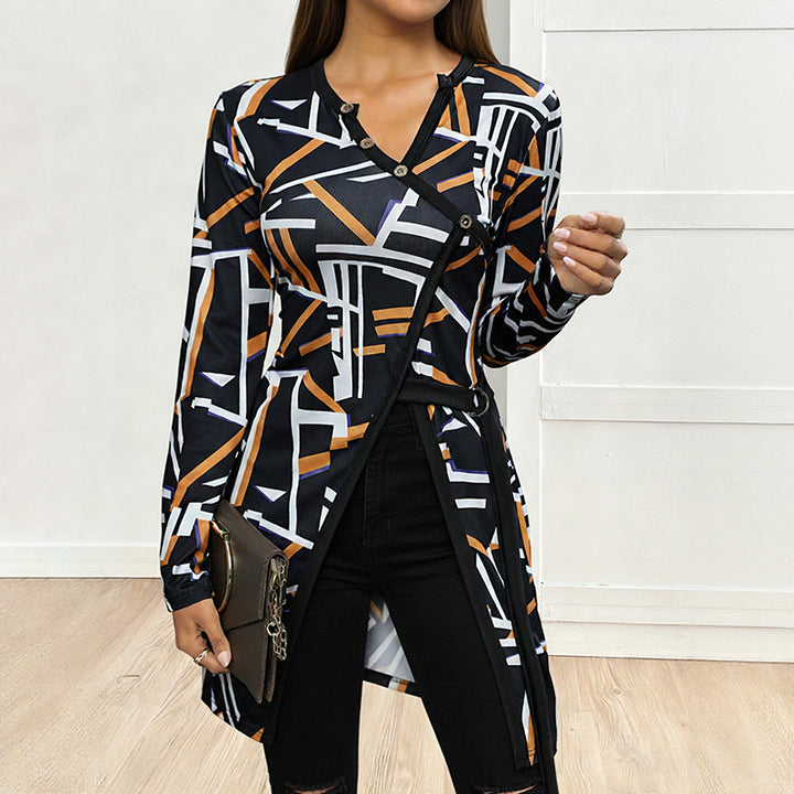 Damen Modischer Oversized Cardigan mit grafischem Muster Echo Archiv