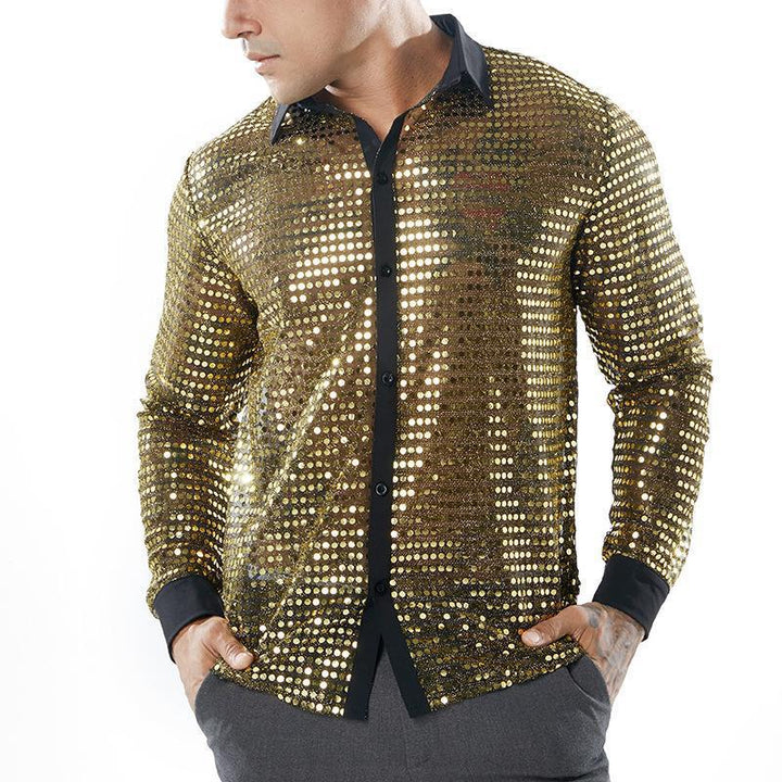 Herren Glänzendes Partshirt mit Strassmotiven Echoarchiv