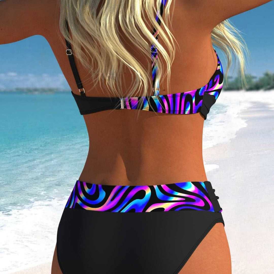 Damen Bikini-Set mit modernem Wickeldesign und lebhaftem Muster Echo Archiv