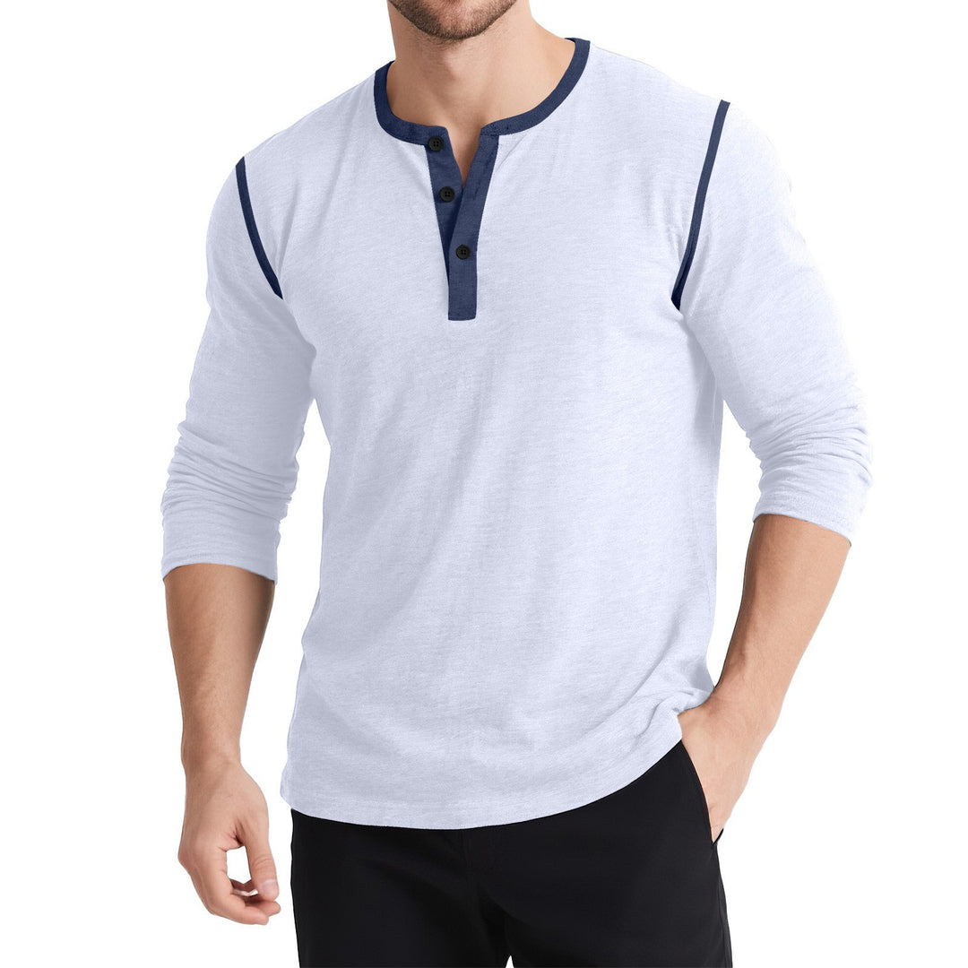 Herren sportliches Longsleeve Oberteil mit Knopfleiste Echoarchiv