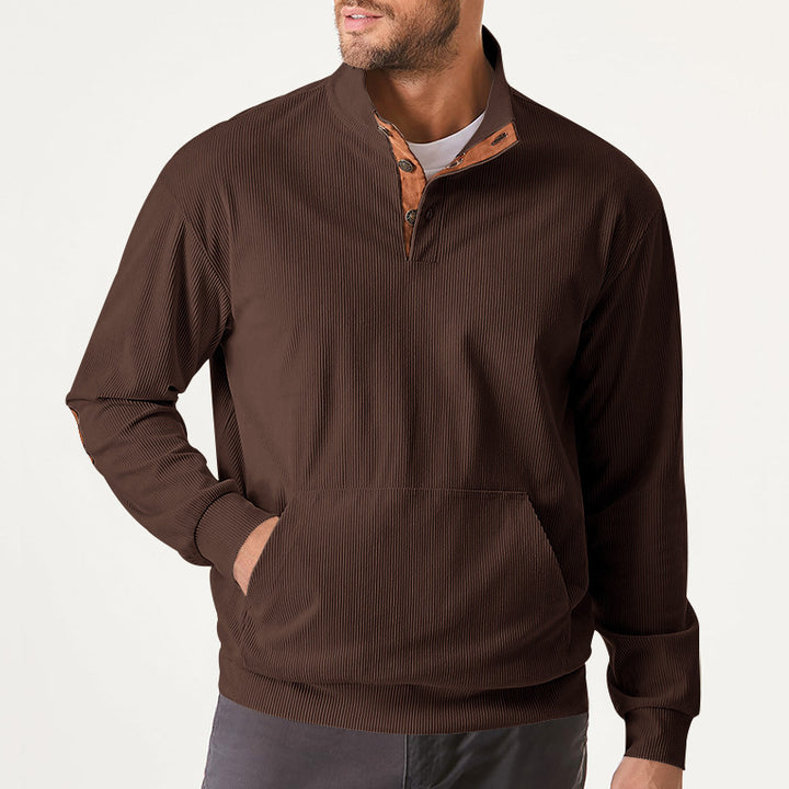 Herren hochfunktioneller Sweatpullover mit Stehkragen und praktischer Kängurutasche Echoarchiv