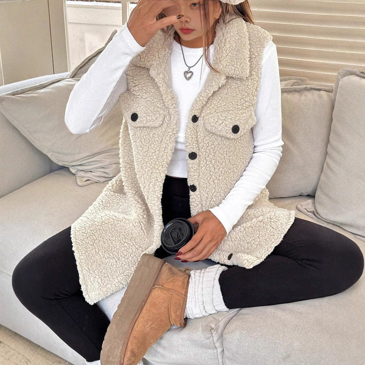 Damen Teddy-Weste mit Taschen Echoarchiv