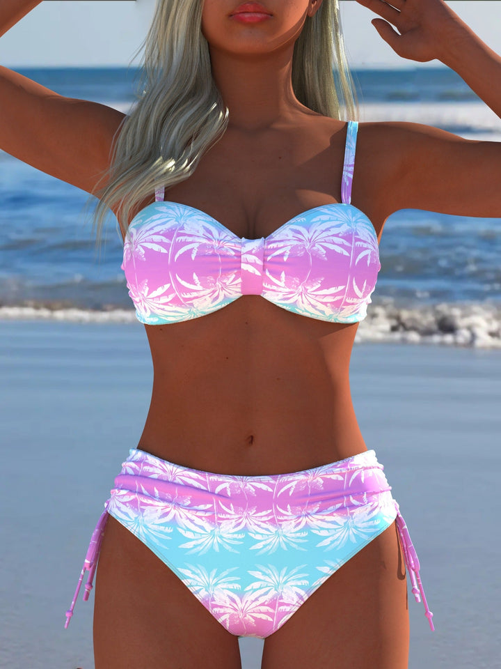 Damen Bikini-Set mit stilvollem Karomuster und goldfarbenen Akzenten Echoarchiv