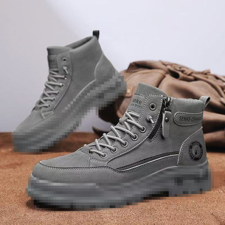 Herren knöchelhohe Sneaker-Boots aus Veloursleder mit Reißverschluss und profilierter Gummisohle Echoarhiv – Tavélo
