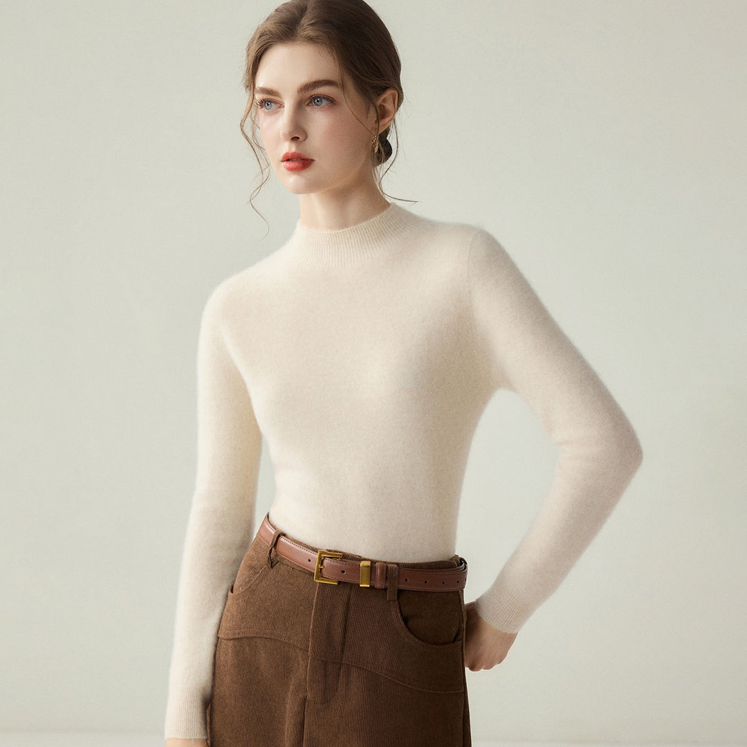 Damen Schmaler Mockneck-Feinstrickpullover mit kaschmirähnlicher Haptik Echoarchiv