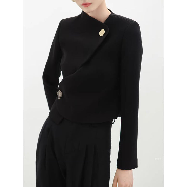 Damen Elegante cropped Blazerjacke mit asymmetrischem Schnitt Echoarchiv