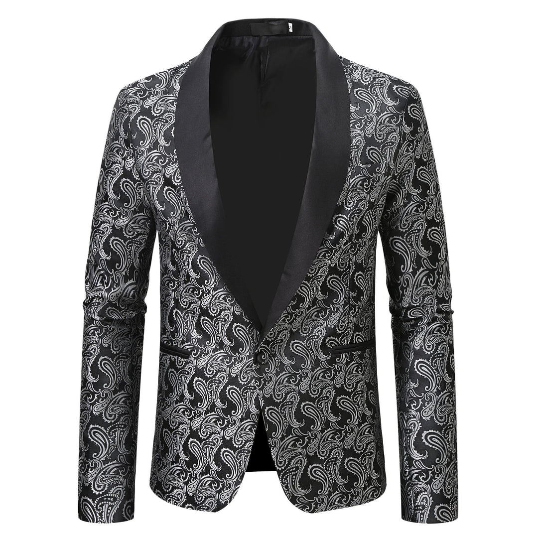 Herren eleganter Smoking-Blazer mit floralem Jacquard-Muster Echoarchiv