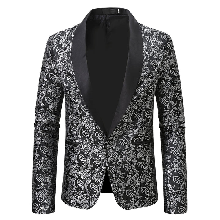Herren eleganter Smoking-Blazer mit floralem Jacquard-Muster Echoarchiv