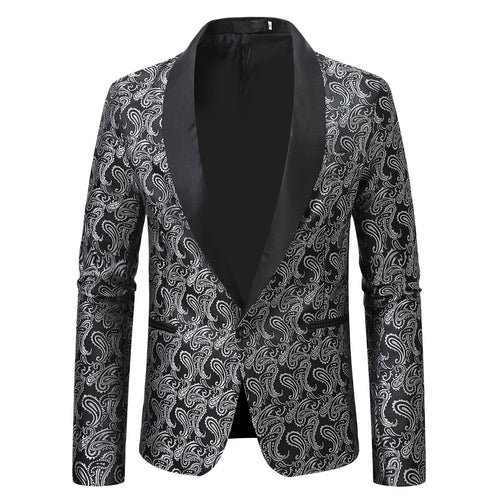 Herren eleganter Smoking-Blazer mit floralem Jacquard-Muster Echoarchiv