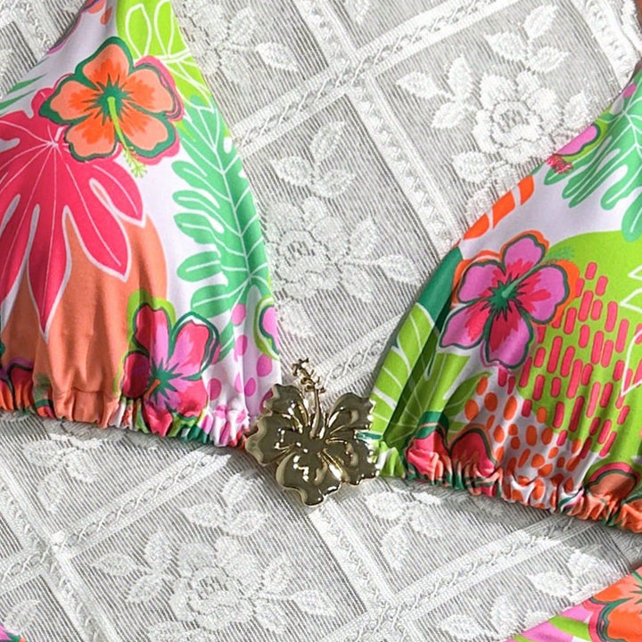 Damen Triangel-Bikini mit farbenfrohem Blumendesign Echo Archiv