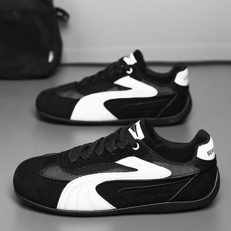 Damen retro-angehauchte Veloursleder-Sneaker mit atmungsaktivem Mesh-Einsatz und rutschfester Gummilaufsohle Echo Archiv