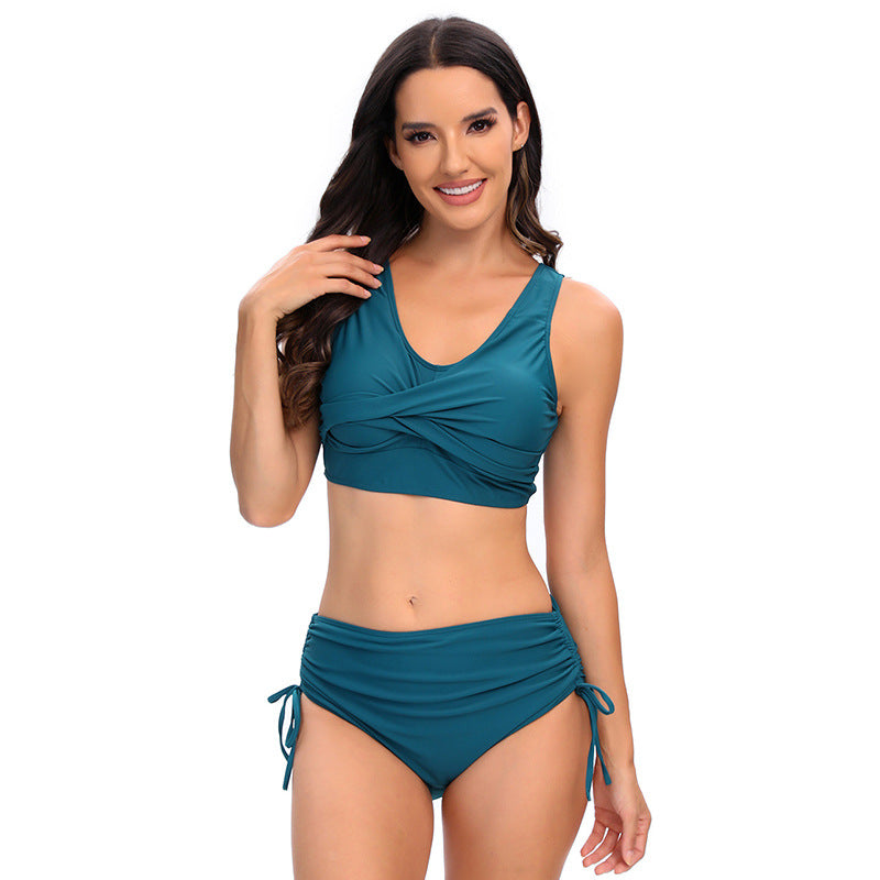 Damen Bikini-Set mit schickem Wickeloberteil und hoch taillierten Höschen Echo Archiv