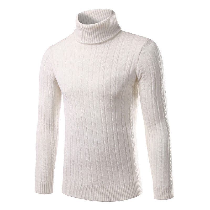 Herren stilvoller Rollkragenpullover mit Zopfmuster Echoarchiv