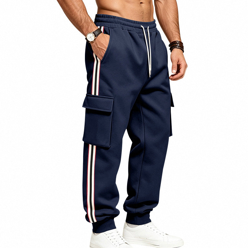 Herren Cargo-Jogginghose aus Baumwoll-Sweat mit seitlichen Kontraststreifen und Kordelzug Echoarchiv