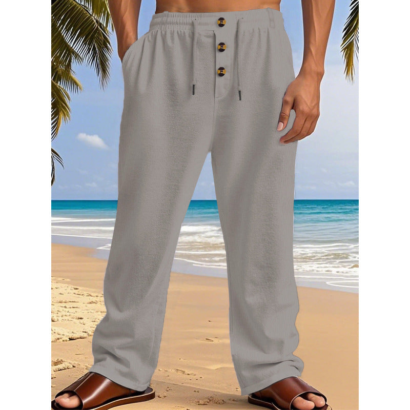 Herren Bequeme Sommerfreizeithose mit elastischem Bund und modernen Knopfdetails Echoarchiv