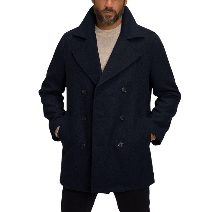 Herren eleganter Wollmantel mit doppelter Knopfleiste und praktischem Innenfutter Echoarchiv