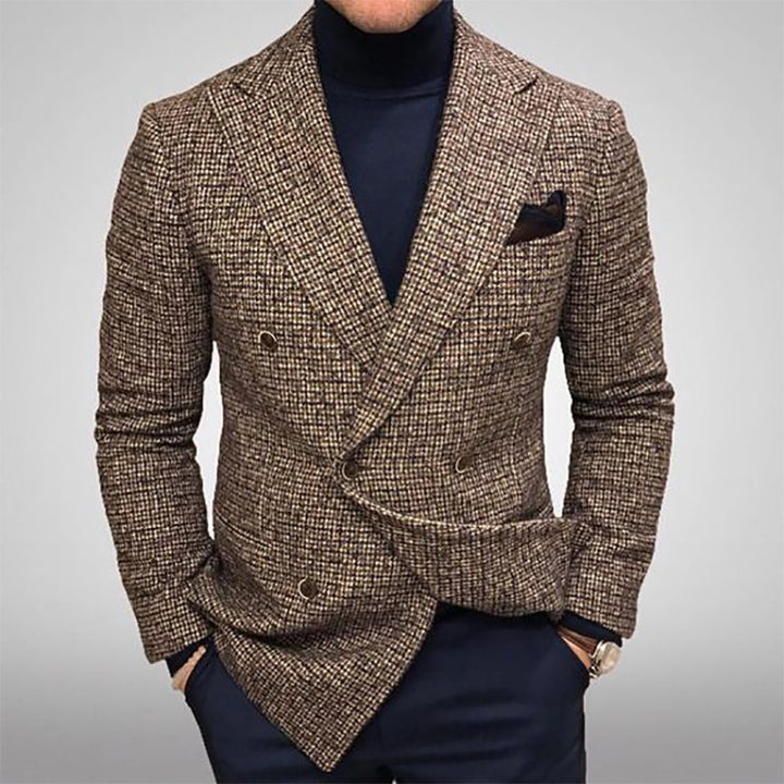Herren eleganter, kariert Doppelreiher Blazer Echoarchiv
