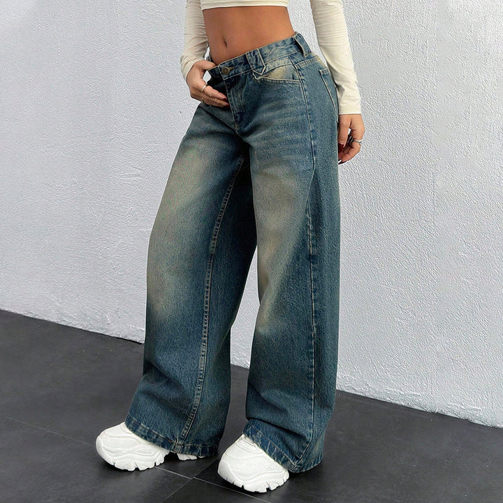 Damen Baggy-Jeans mit weitem Bein und Vintage-Waschung Echo Archiv