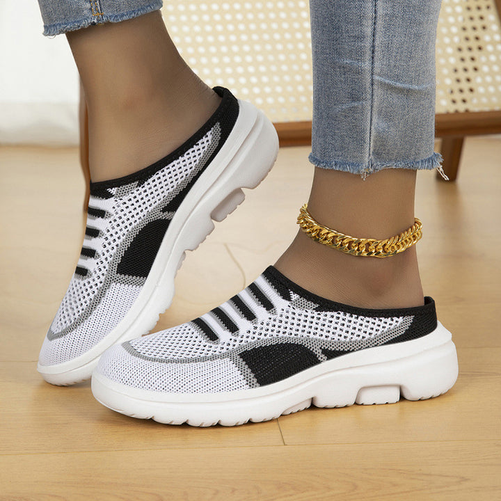 Damen Slip-on Strick-Sneaker Clog mit atmungsaktiver Maschenoberfläche und leichter Profilsohle – Névara