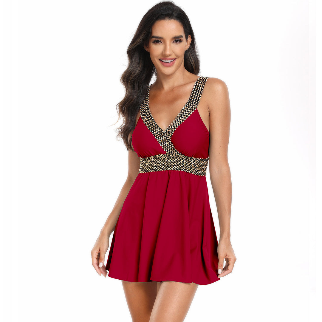 Damen Modischer Schwimmdress mit femininem Schnitt und reflektierendem Design Echo Archiv