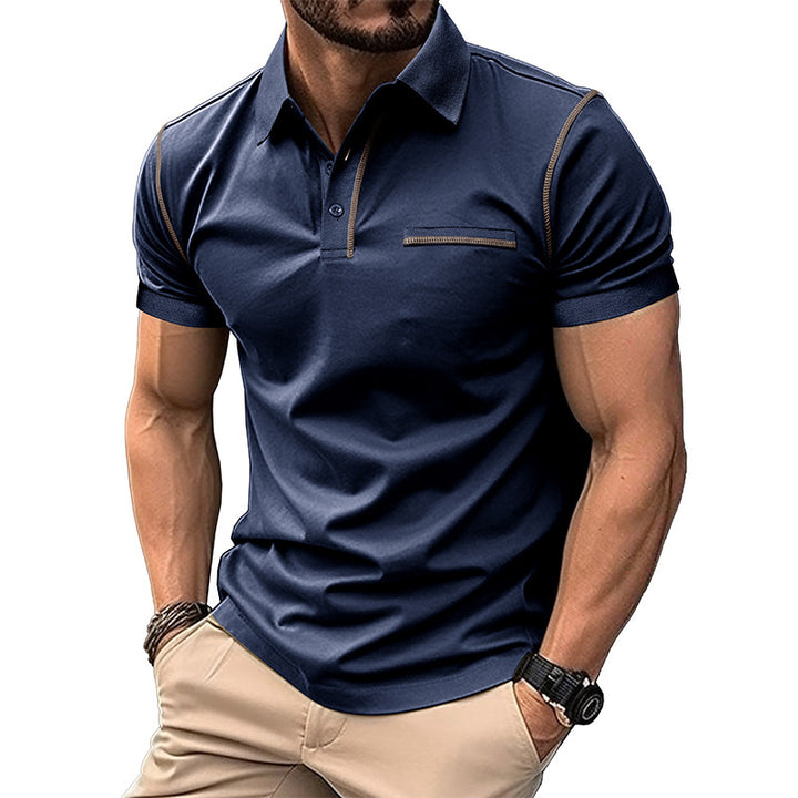 Herren elegantes Polohemd mit modischen Kontrastnähten Echoarchiv