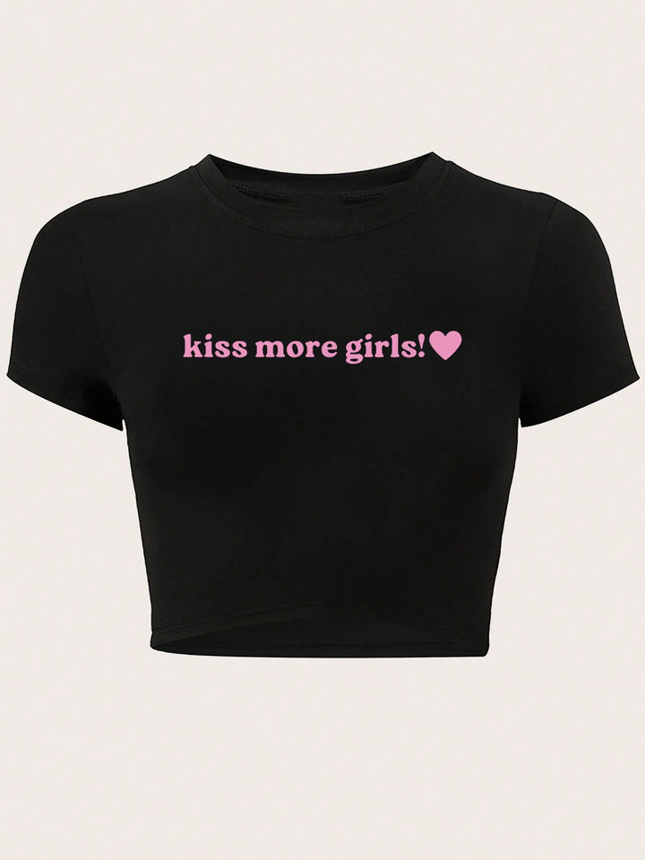 Damen Crop-Top mit auffälligem Schriftzug Echo Archiv