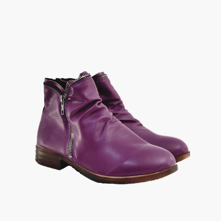 Damen Slouch‑Ankleboots mit dekorativem Reißverschluss und niedrigem Blockabsatz Echo Archiv