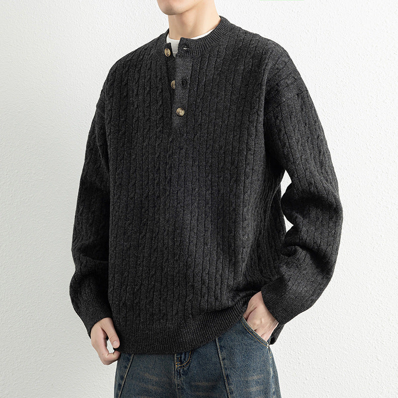 Herren Strickpullover mit Knopfdetails und strukturierter Oberfläche Echoarchiv